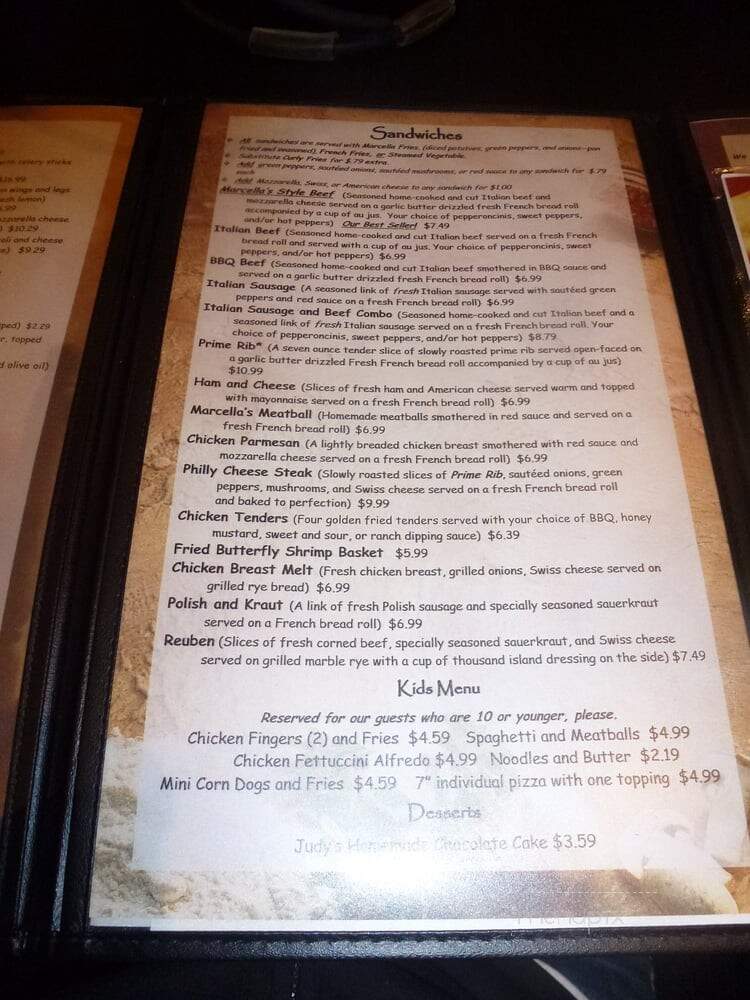 Marcella's Pizzeria - Wheatfield, IN menu_pic