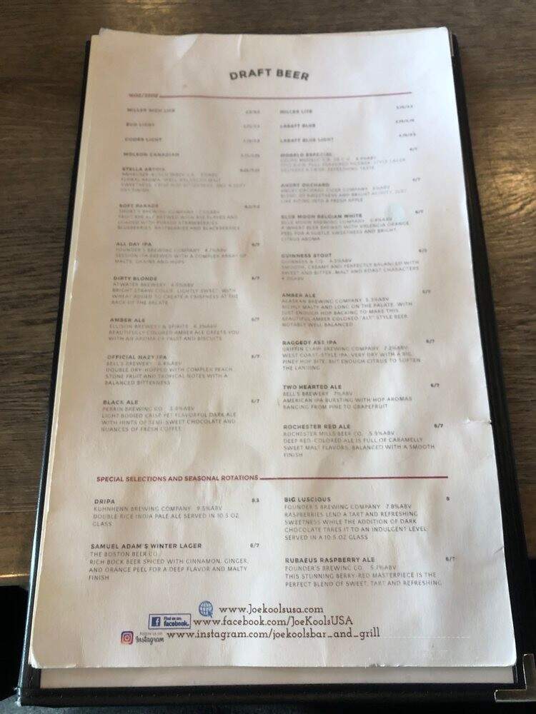 Koolisky's Joseph Restaurant - Troy, MI menu_pic