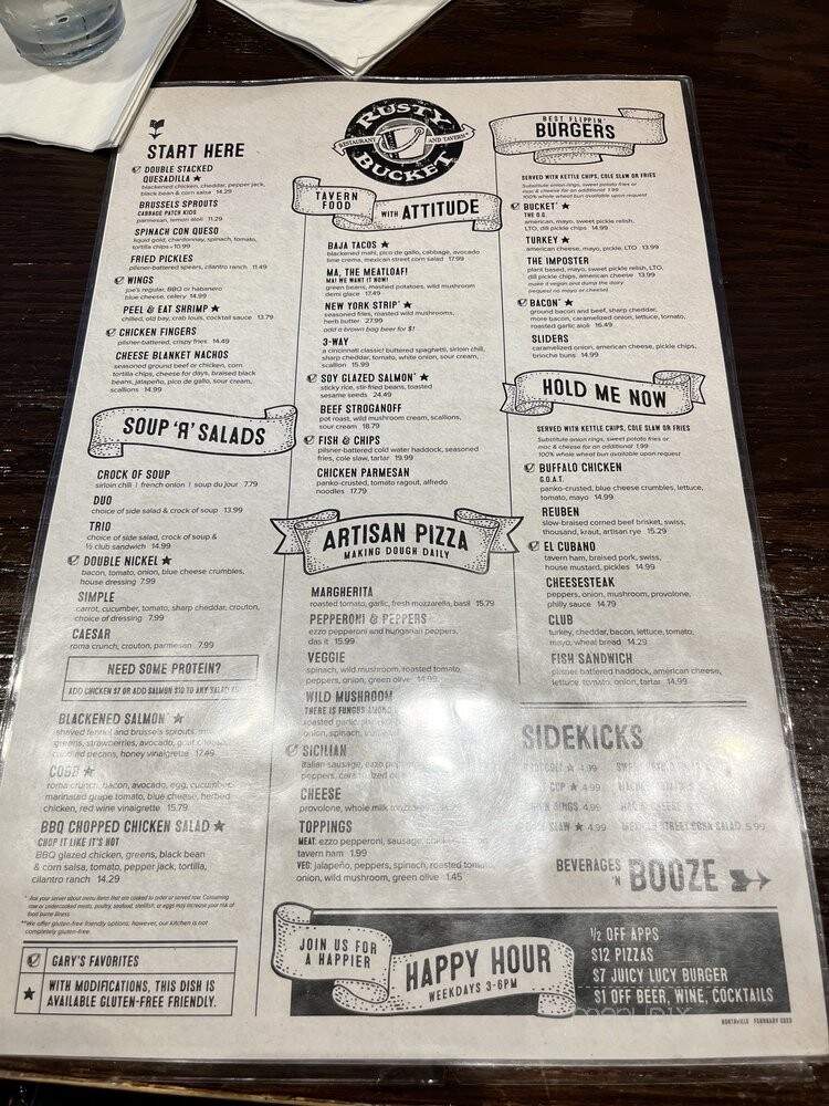 Rusty Bucket Restaurant & Tavern - Northville, MI menu_pic