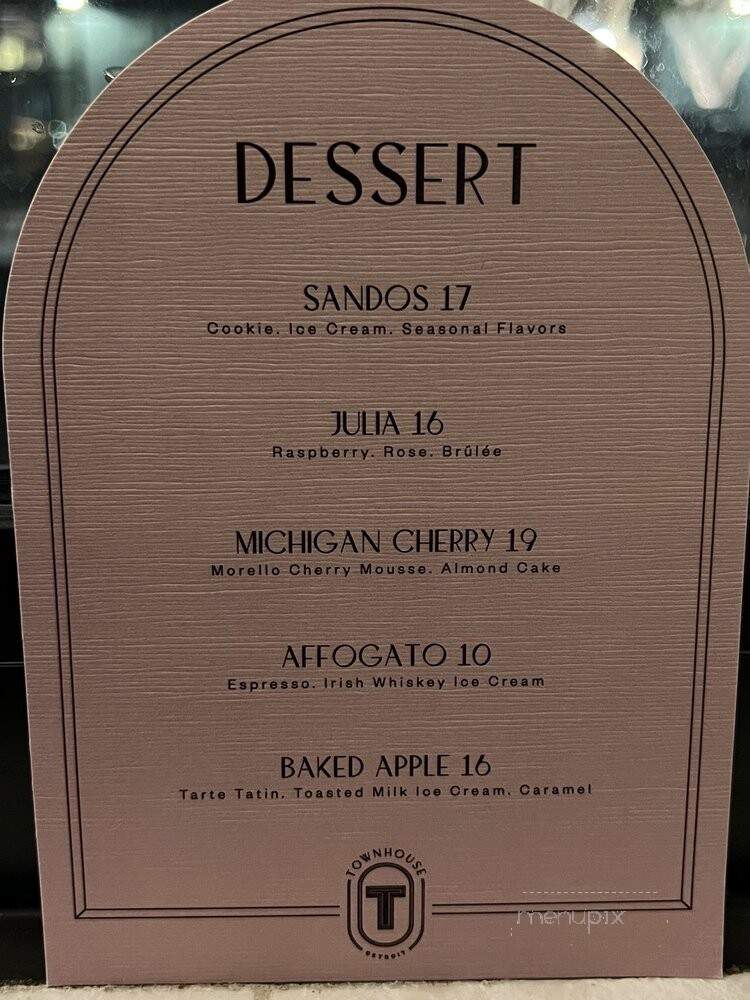 Townhouse - Detroit, MI menu_pic