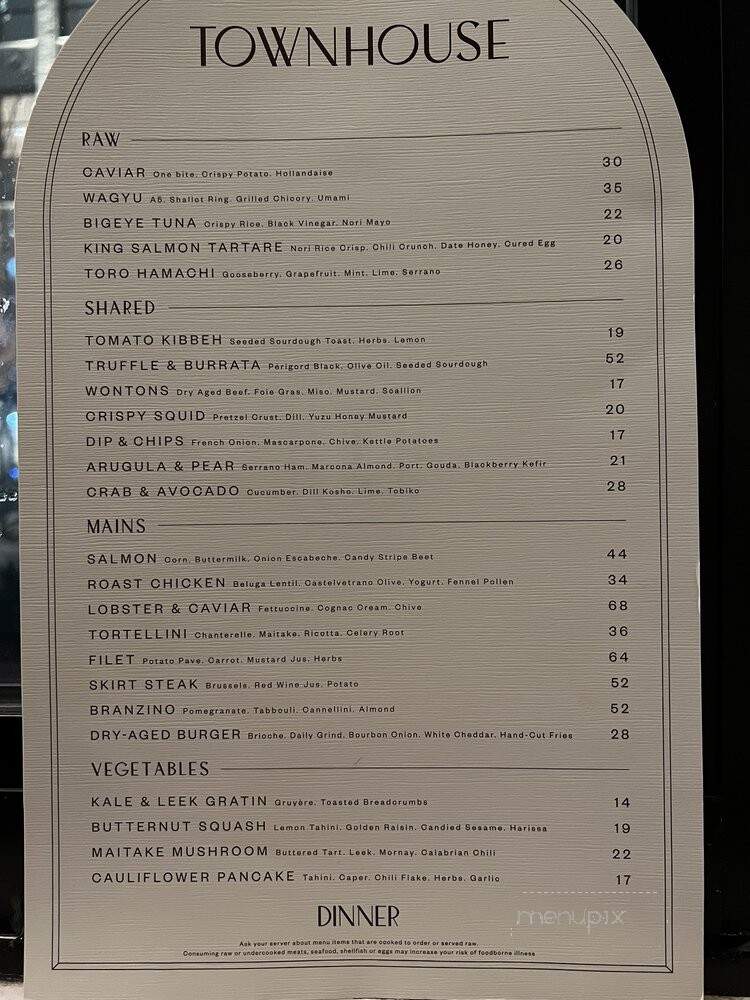 Townhouse - Detroit, MI menu_pic