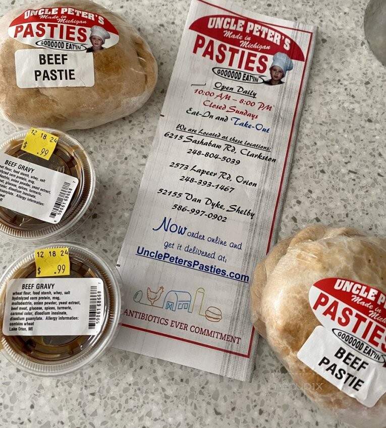 Uncle Peters Pasties - Clarkston, MI menu_pic