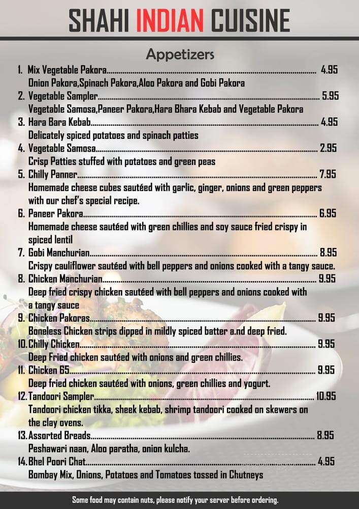 Shahi Indian Cuisine - Saginaw, MI menu_pic