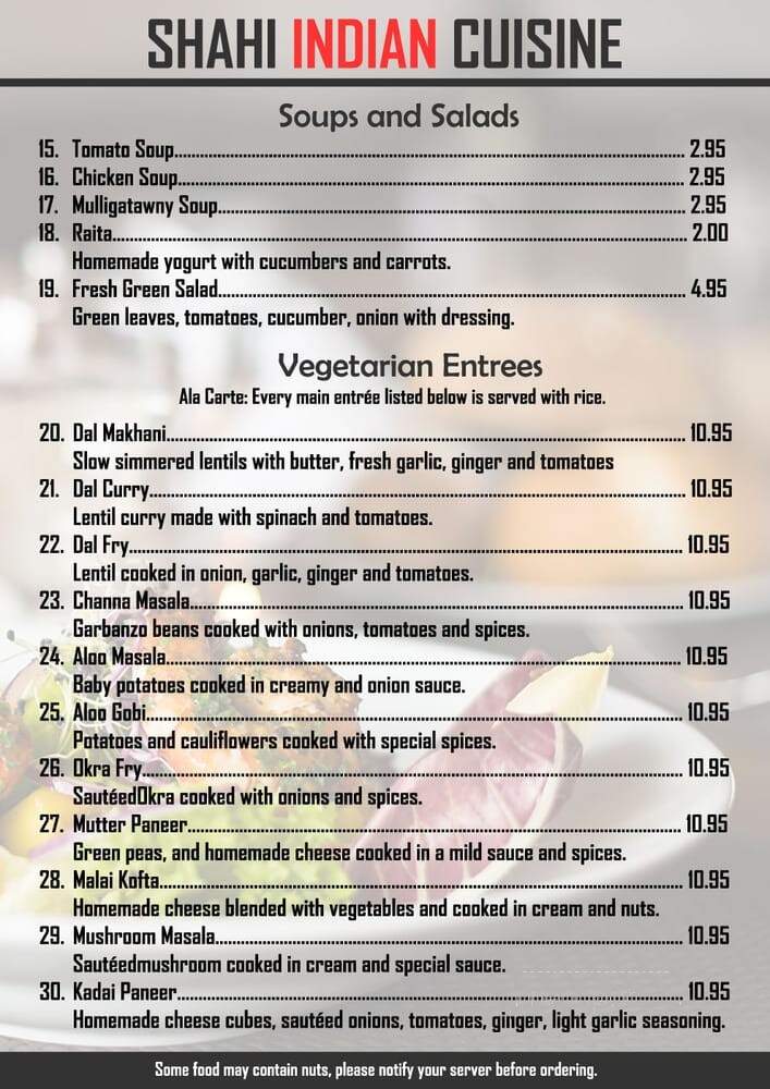 Shahi Indian Cuisine - Saginaw, MI menu_pic