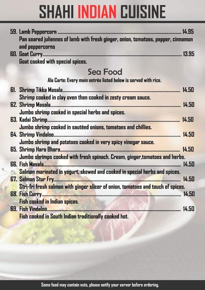 Shahi Indian Cuisine - Saginaw, MI menu_pic