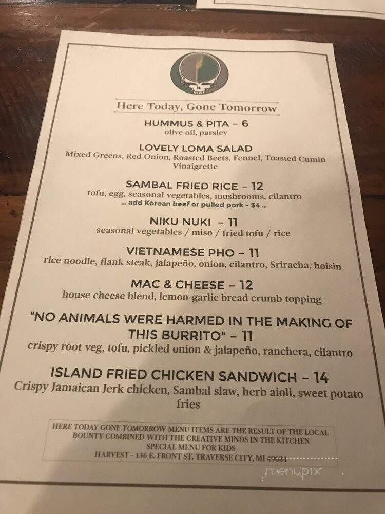 Harvest - Traverse City, MI menu_pic