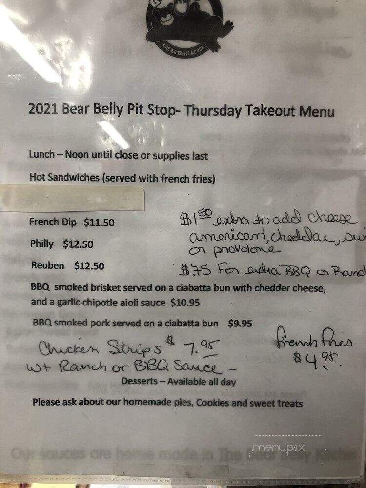 Bear Belly Bar and Grill - Mohawk, MI menu_pic