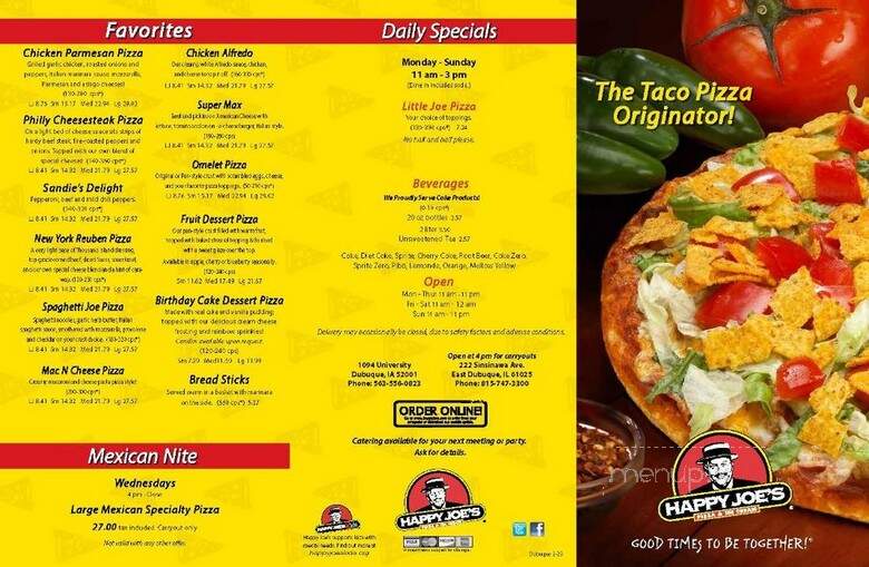 Happy Joe's Pizza & Ice Cream Parlor - Dubuque, IA menu_pic