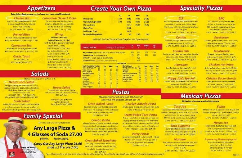 Happy Joe's Pizza & Ice Cream Parlor - Dubuque, IA menu_pic
