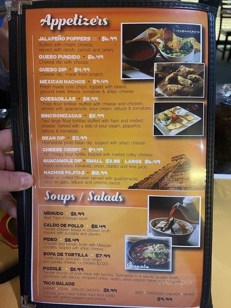 Habanero's Mexican Cuisine - Moline, IL menu_pic