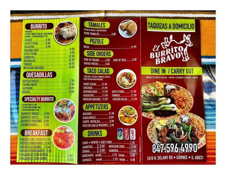 El Burrito Bravo - Gurnee, IL menu_pic