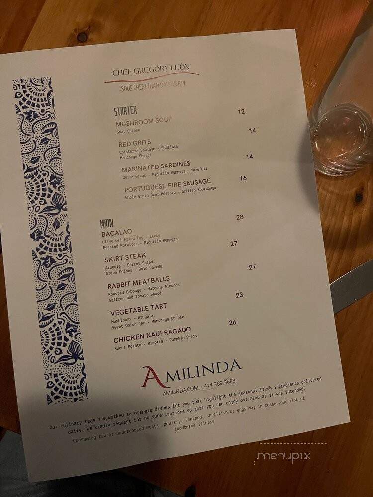 Amilinda - Milwaukee, WI menu_pic