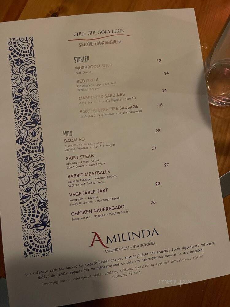 Amilinda - Milwaukee, WI menu_pic