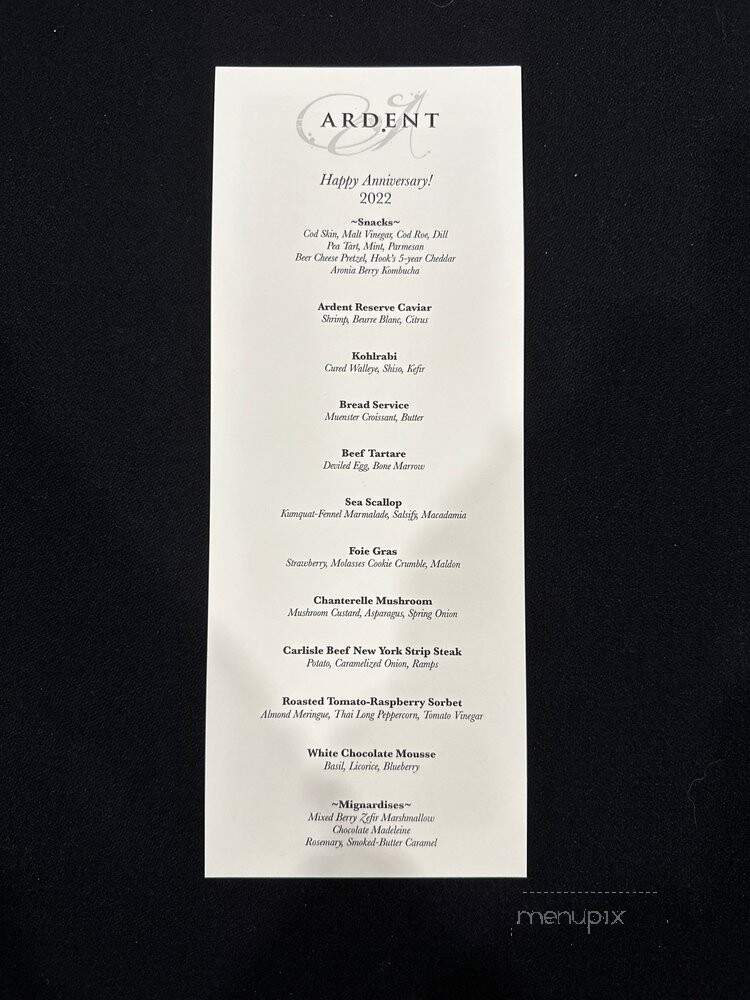 Ardent - Milwaukee, WI menu_pic