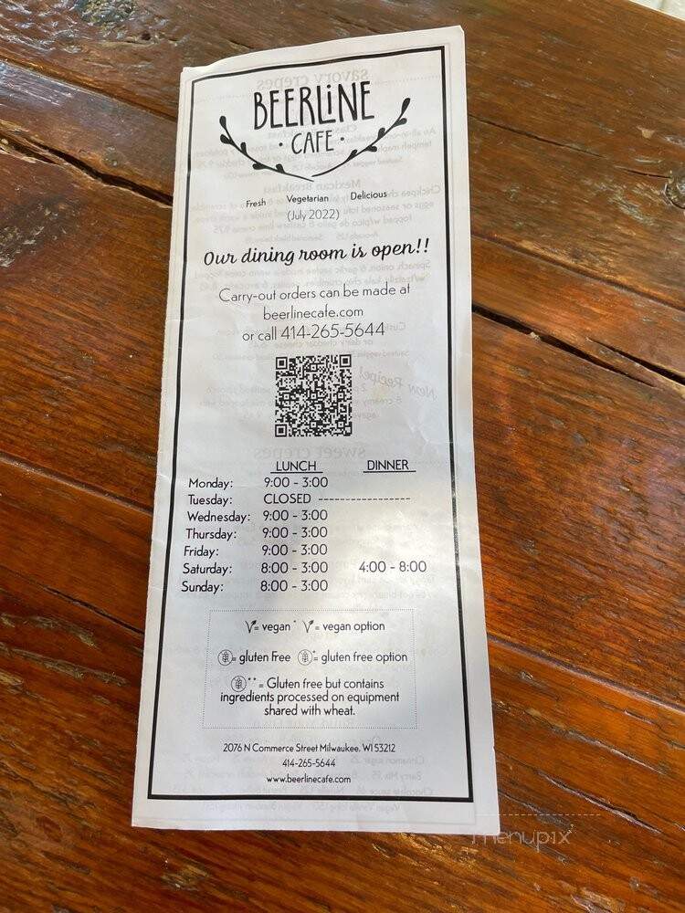 The Beerline Cafe - Milwaukee, WI menu_pic