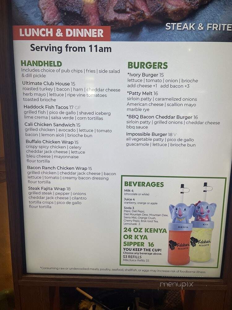Ivory Coast Restaurant & Lounge - Wisconsin Dells, WI menu_pic