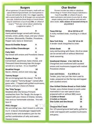 818 Club - Fremont, OH menu_pic
