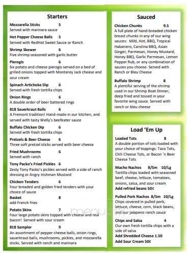 818 Club - Fremont, OH menu_pic