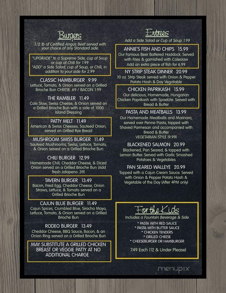 American Tavern - Cleveland, OH menu_pic