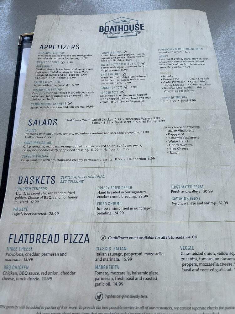 Boat House Restaurant - Put-in-Bay, OH menu_pic