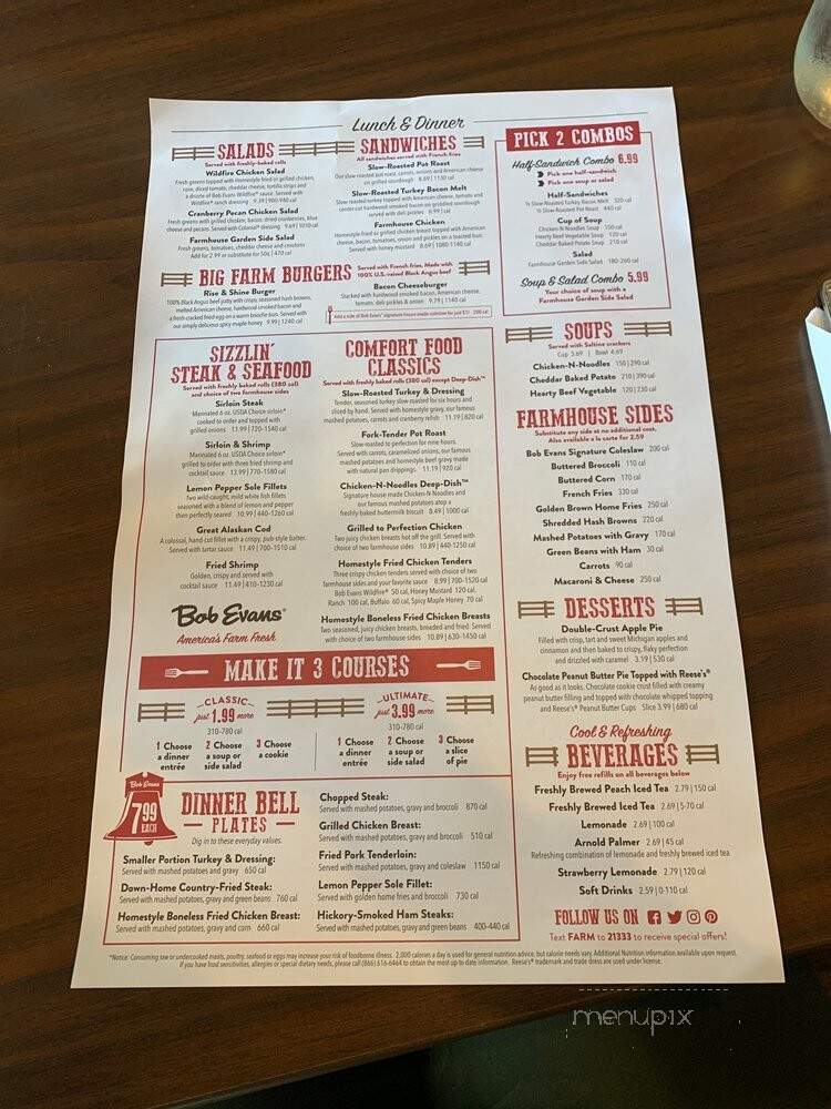 Bob Evans Restaurant - Miamisburg, OH menu_pic