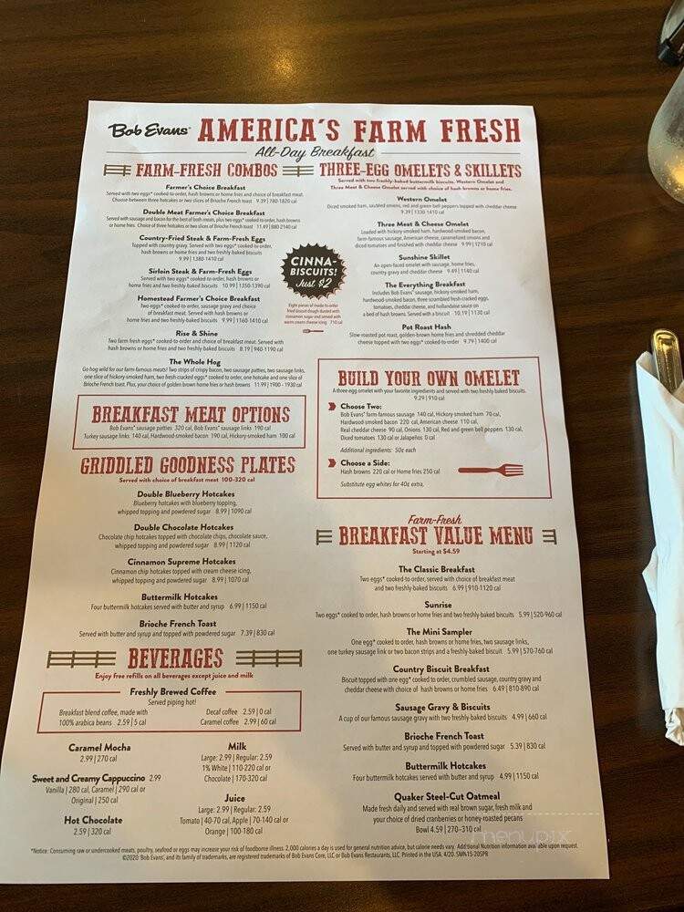 Bob Evans Restaurant - Miamisburg, OH menu_pic