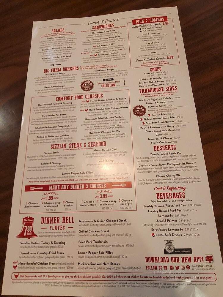 Bob Evans Restaurant - Jeffersonville, OH menu_pic