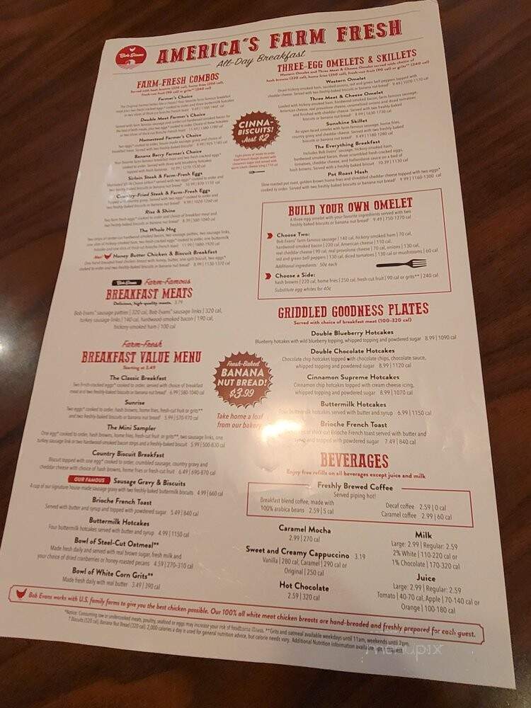 Bob Evans Restaurant - Jeffersonville, OH menu_pic