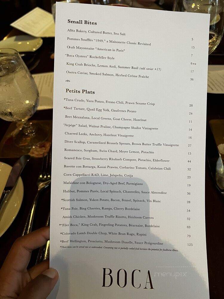 Boca Restaurant-Bar - Cincinnati, OH menu_pic