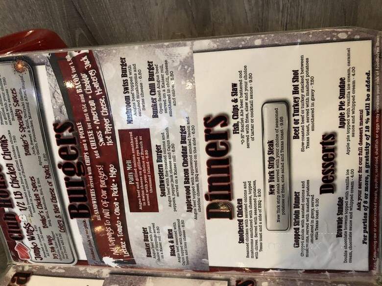 Bunkers Bar & Grill - Vandalia, OH menu_pic
