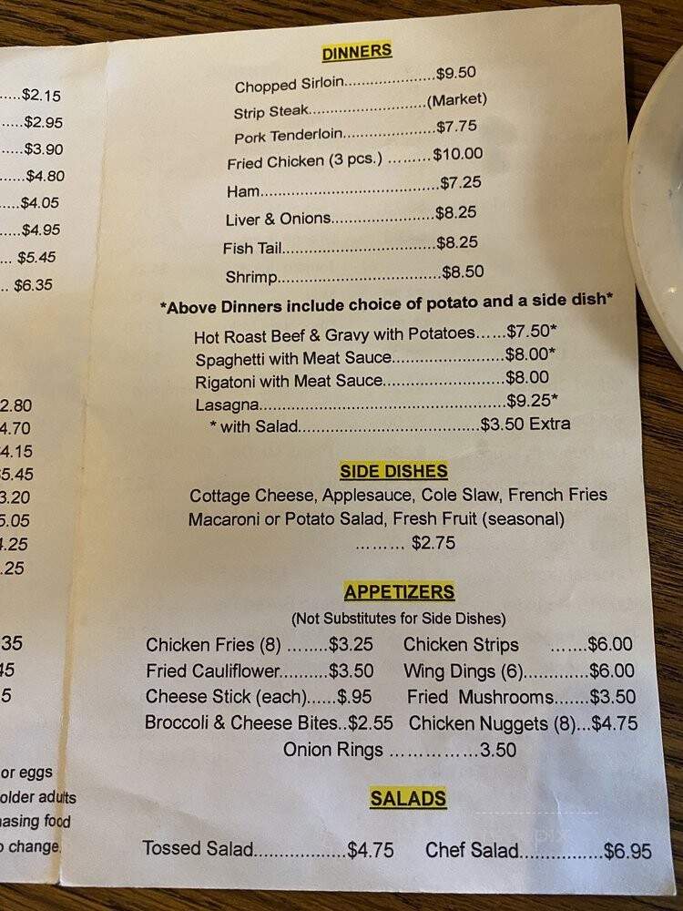 C J's Family Restaurant - Stockport, OH menu_pic