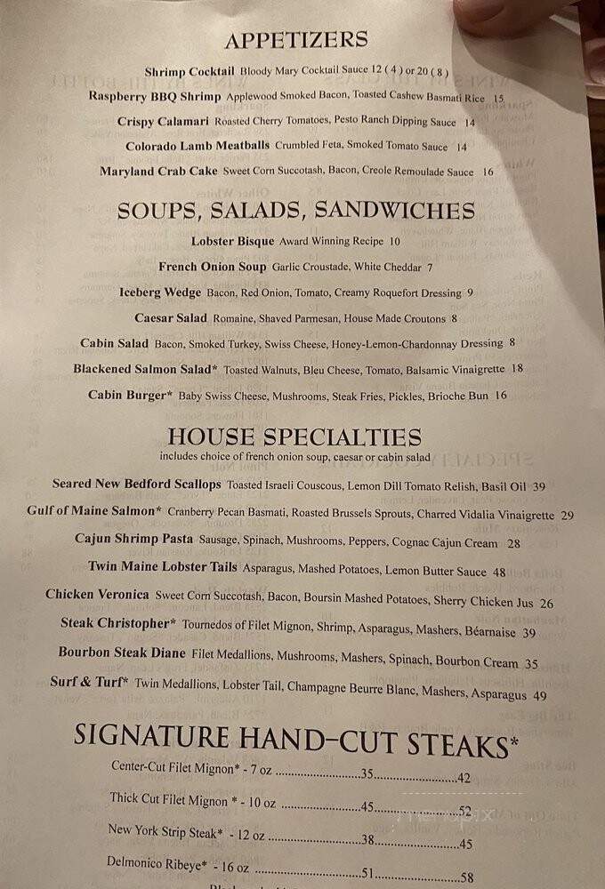 Cabin Club-Westlake - Cleveland, OH menu_pic