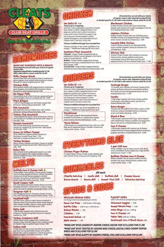 Cleats - Cleveland, OH menu_pic