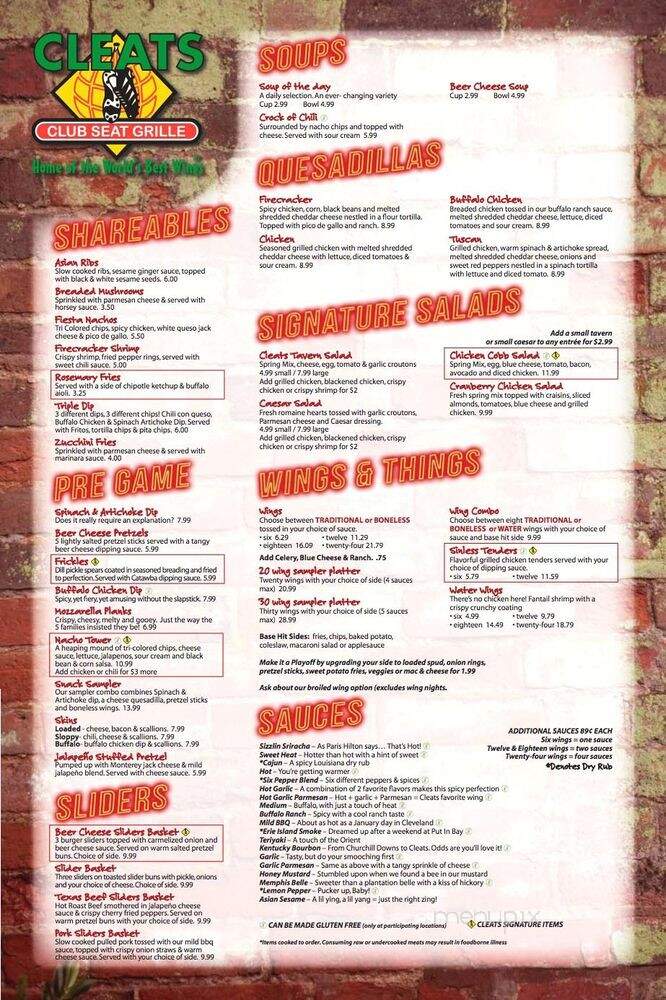 Cleats - Cleveland, OH menu_pic