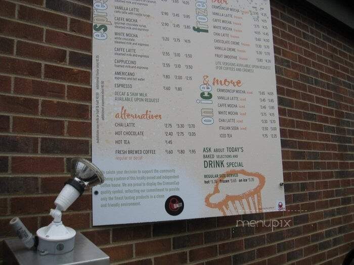 Crimson Cup Coffeehouse - Columbus, OH menu_pic