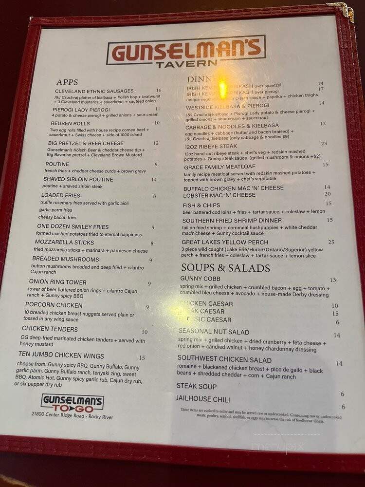 Gunselman's Cafe - Cleveland, OH menu_pic