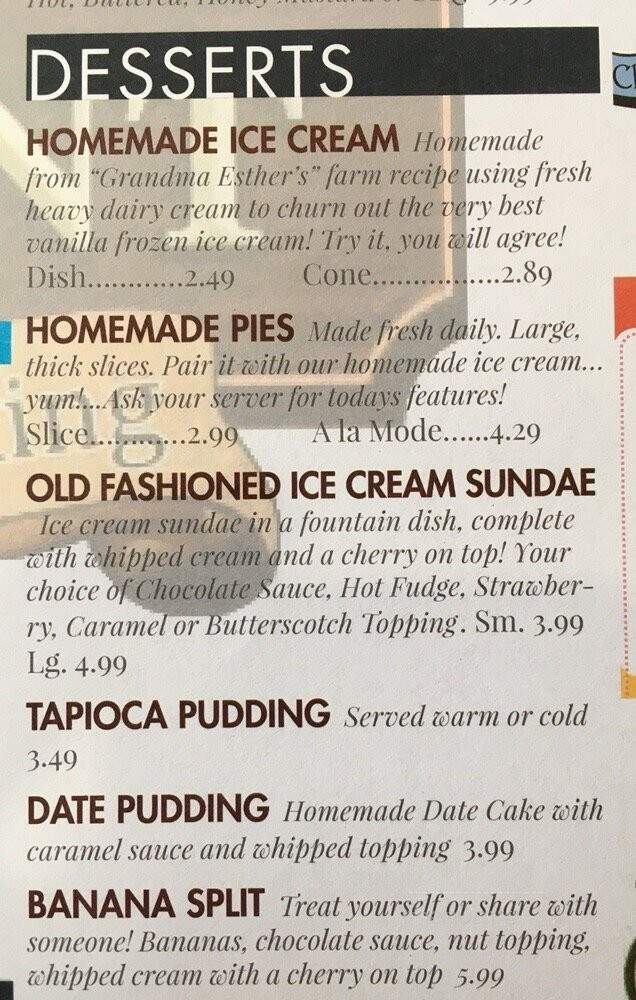 Homestead Restaurant - Charm, OH menu_pic