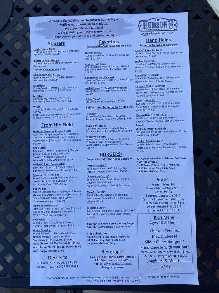 Hudsons On The Green - Hudson, OH menu_pic