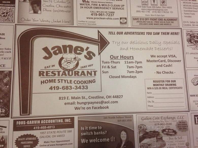 Jane's Hunger Paynes - Crestline, OH