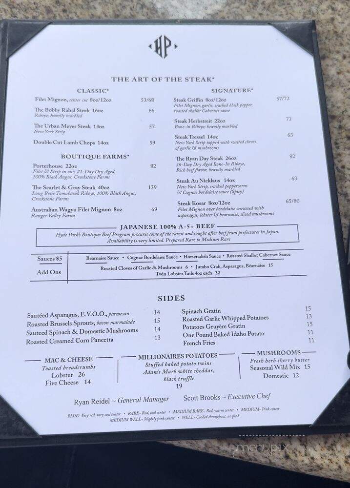 Hyde Park Prime Steakhouse - Columbus, OH menu_pic