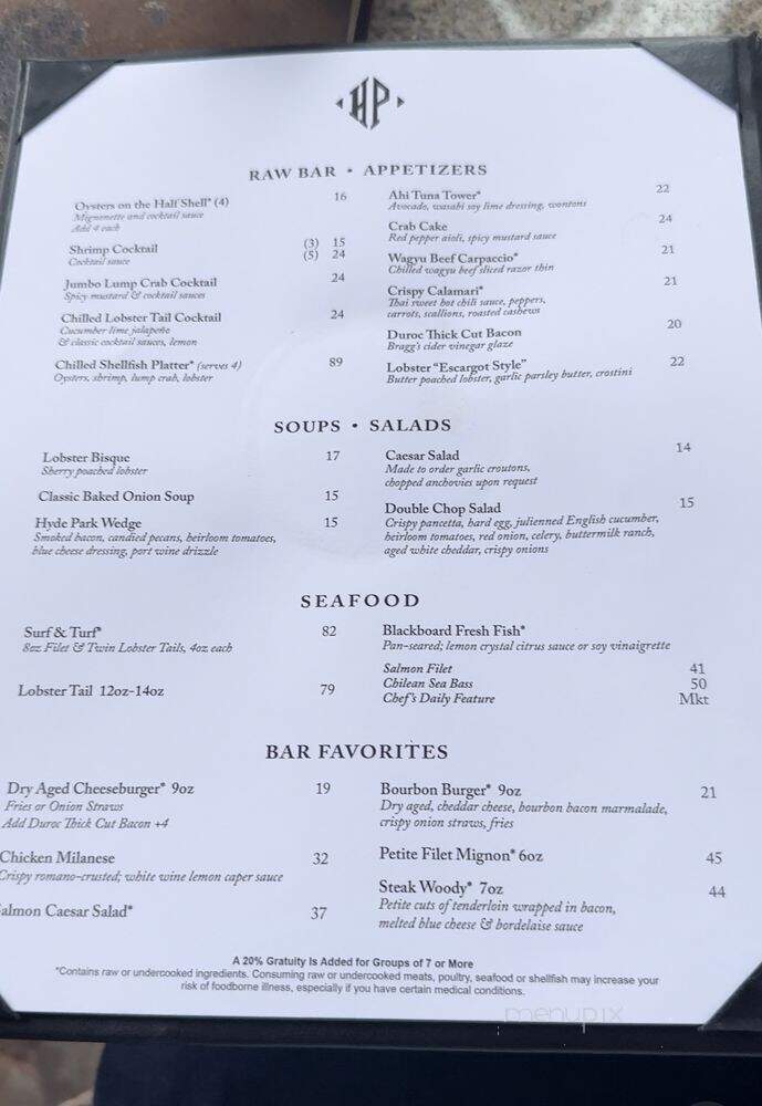 Hyde Park Prime Steakhouse - Columbus, OH menu_pic