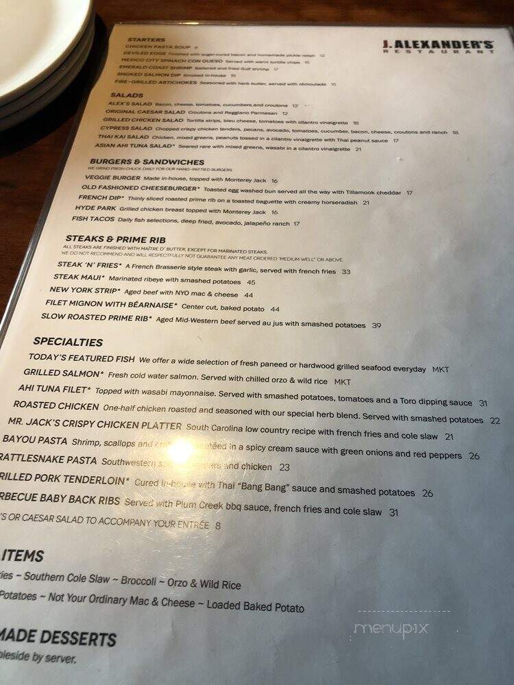 J. Alexander's - Cincinnati, OH menu_pic