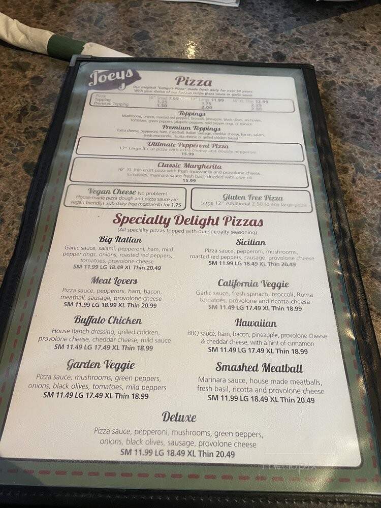 Joey's Italian Grille - Madison, OH menu_pic