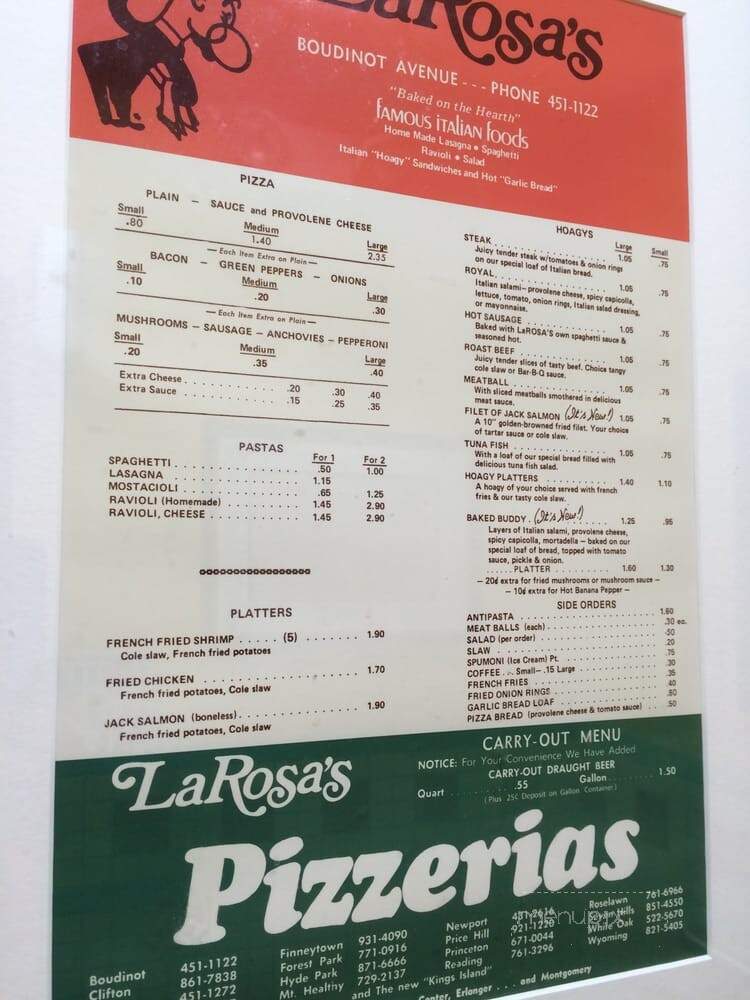 Larosa's - Cincinnati, OH menu_pic