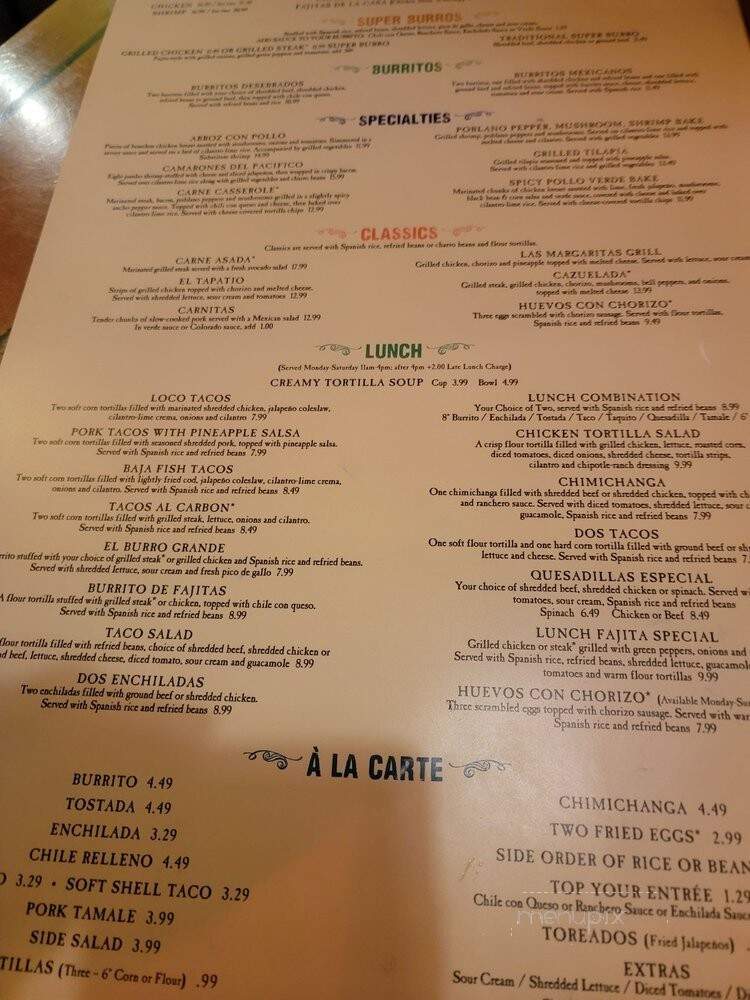 Las Margaritas - Westerville, OH menu_pic