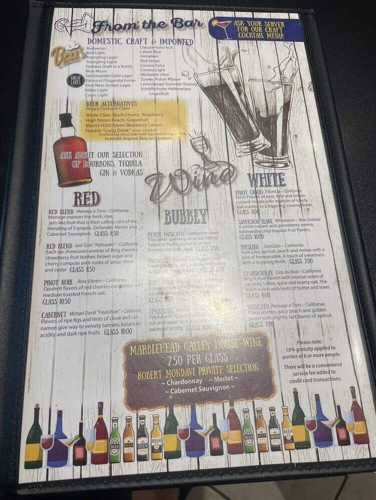 Marblehead Galley - Lakeside Marblehead, OH menu_pic