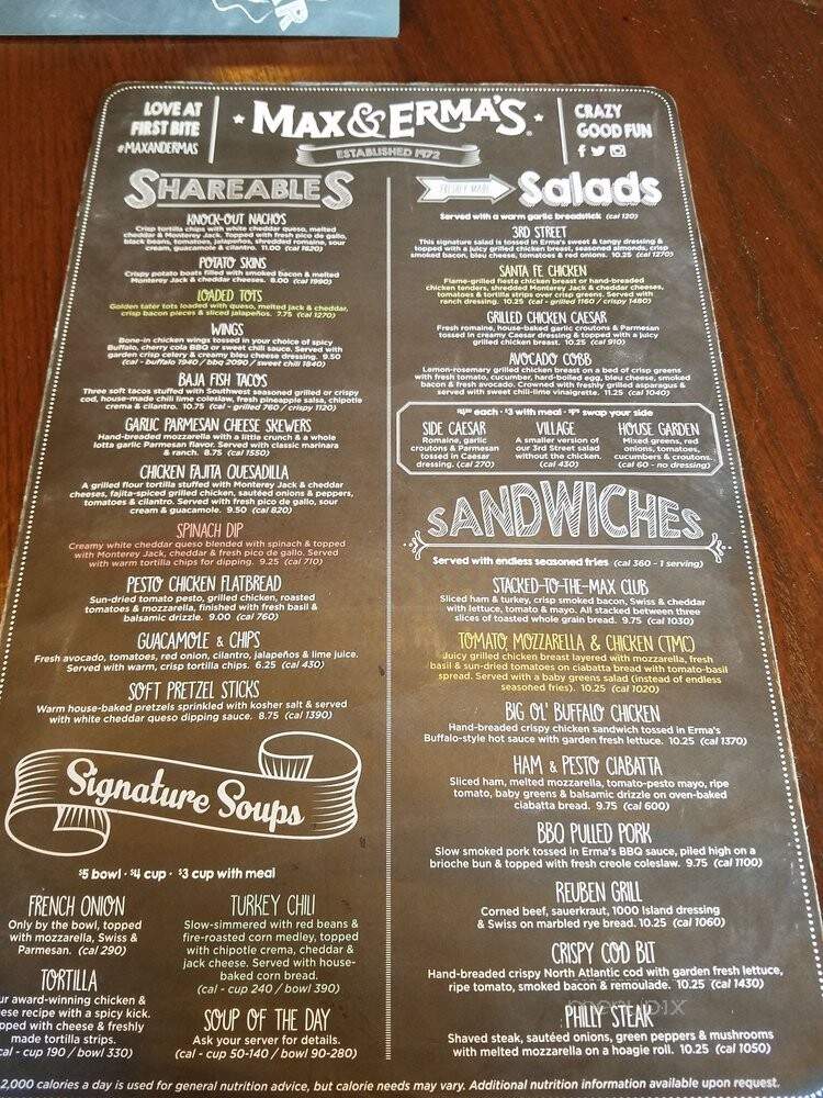 Max & Erma's Restaurants - Dayton, OH menu_pic