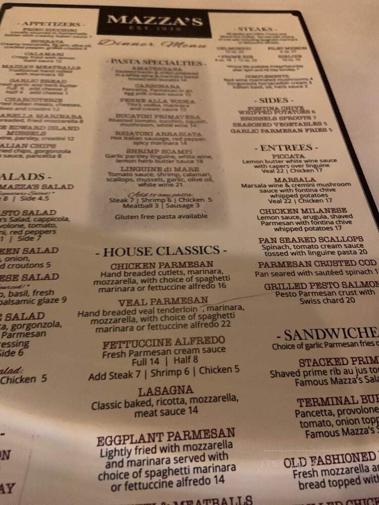 Mazza's Restaurant & Lounge - Mount Vernon, OH menu_pic