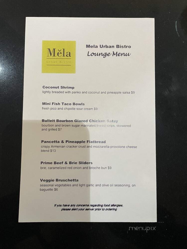 Me'la Urban Bistro - Springfield, OH menu_pic