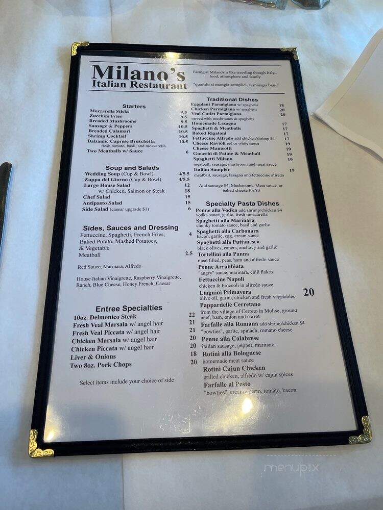 Milano's Italian Restaurant - Columbus, OH menu_pic